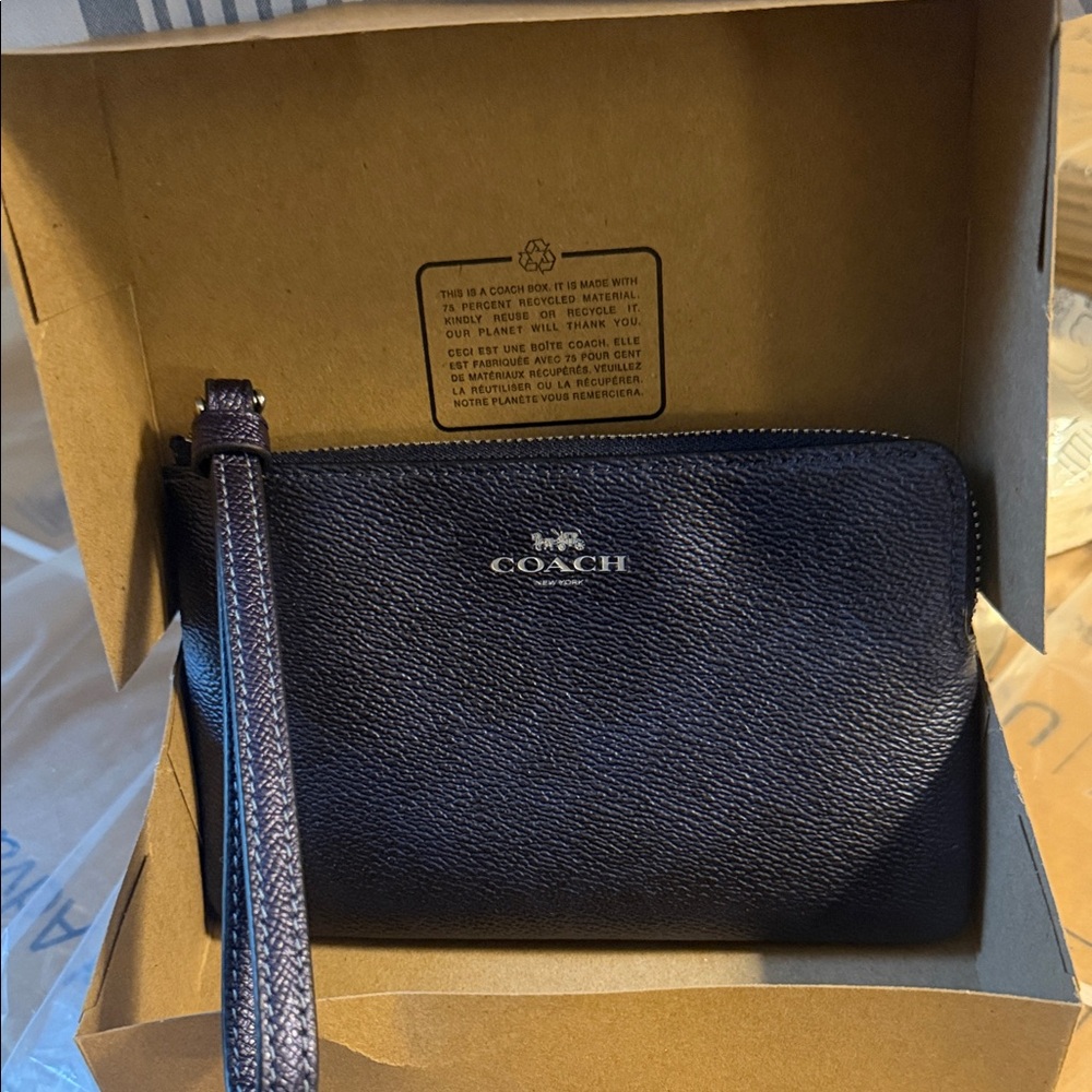 Coach Navy Leather Men's Pouch